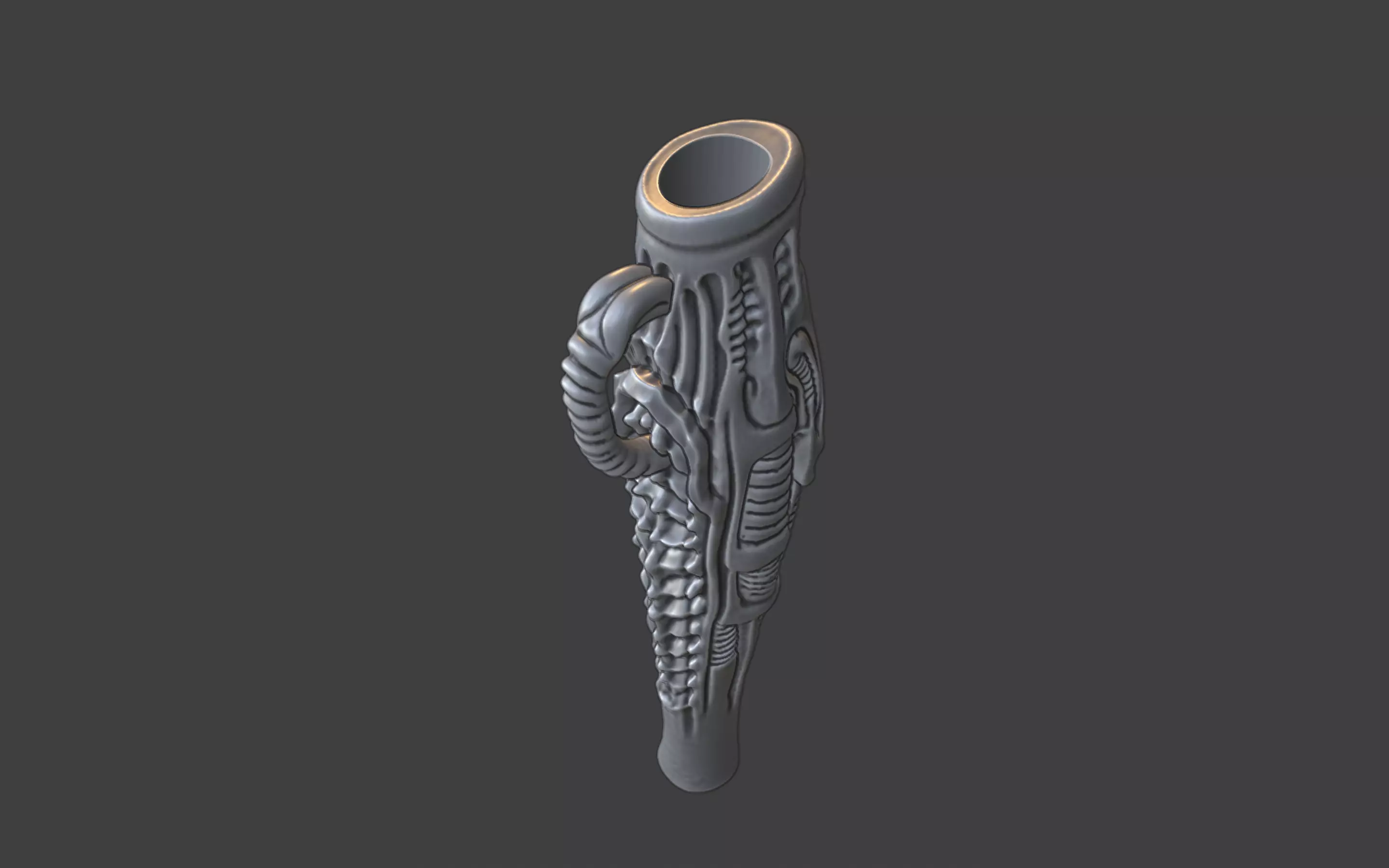 bioorganic giger style snorting tube 3D print model_6