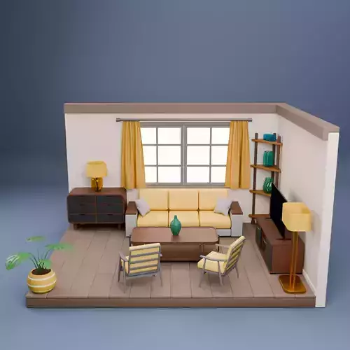Isometric Stylized Home Interior Pack   Low-poly 3D model 4