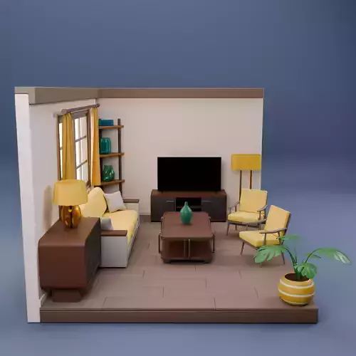 Isometric Stylized Home Interior Pack   Low-poly 3D model 5
