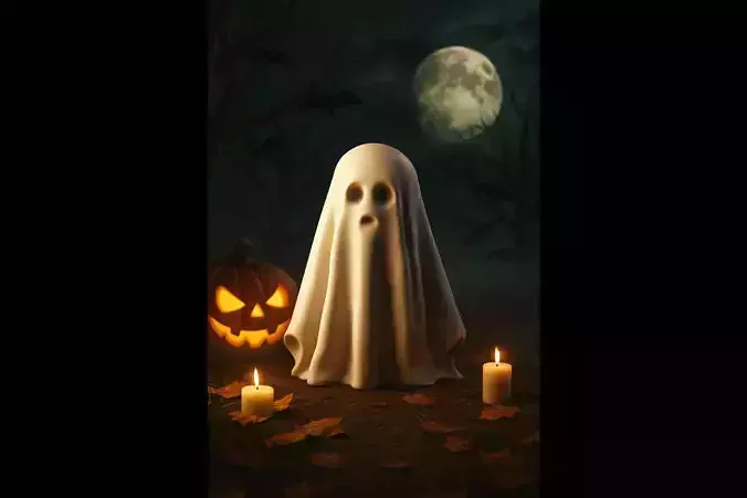 3D printable Halloween ghost model includes STL and Blender file