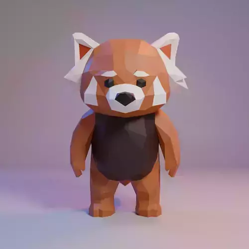 Lowpoly Stylized Standing Red Panda  Low-poly 3D model