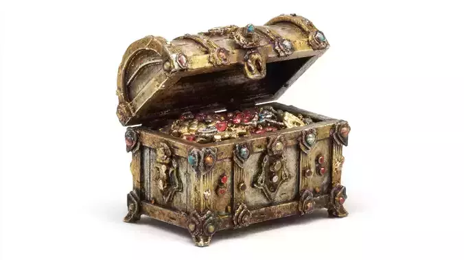 Gold Treasure Chest - Perfect for wargaming and 3D print