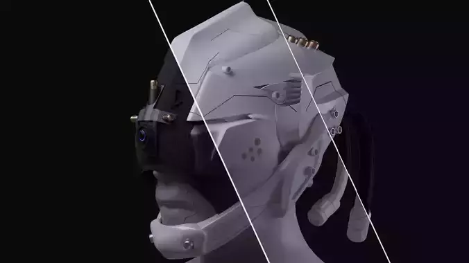 Cyborg Helmet 3D model