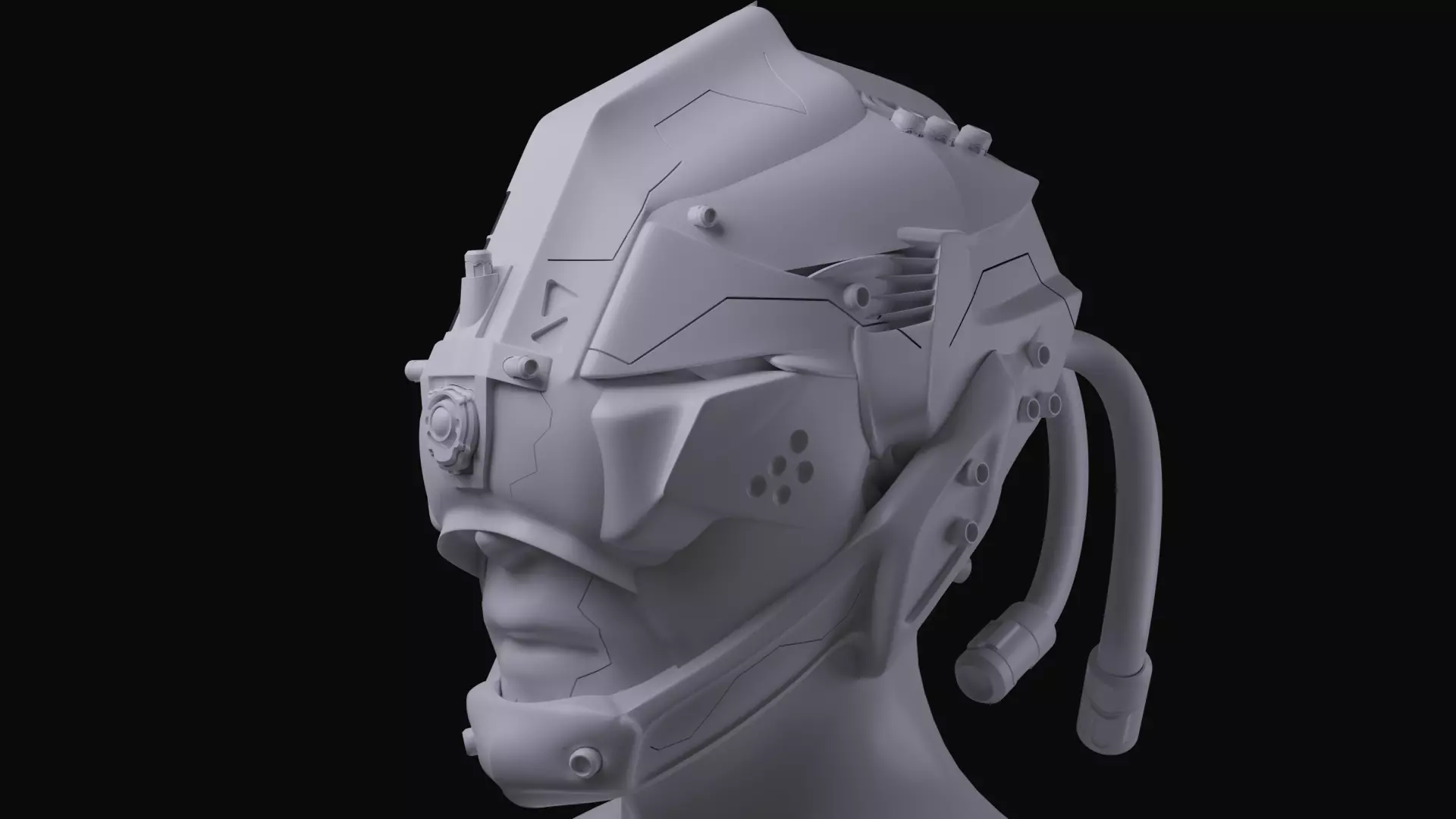 Cyborg Helmet 3D model 3D model_4