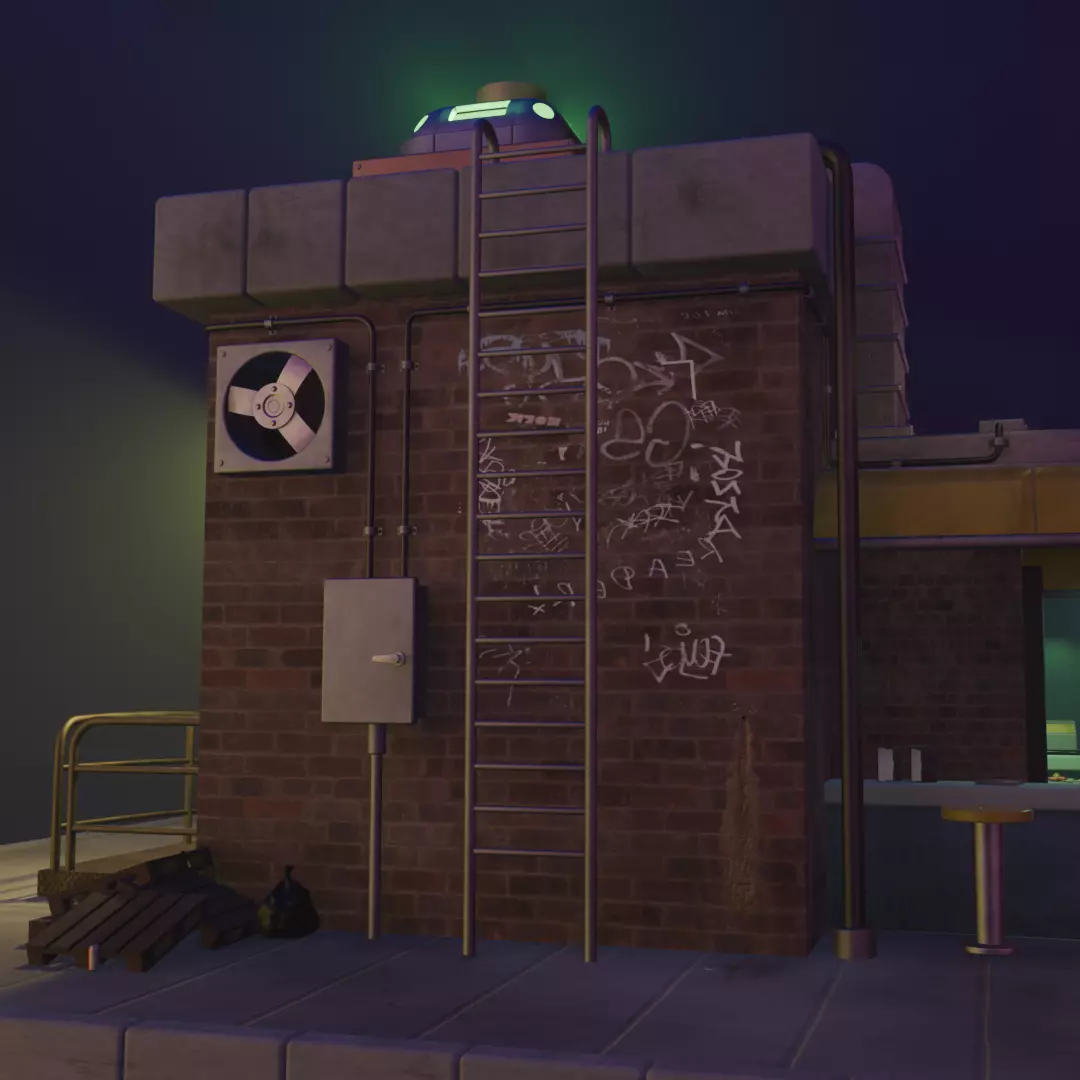 Bar Cyberpunk Low-poly 3D model_3