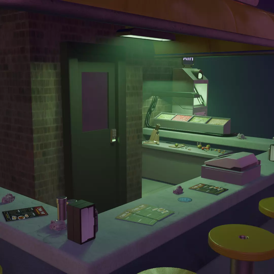 Bar Cyberpunk Low-poly 3D model_5