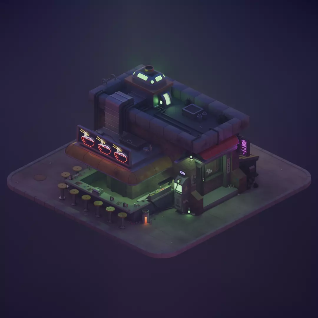 Bar Cyberpunk Low-poly 3D model_0