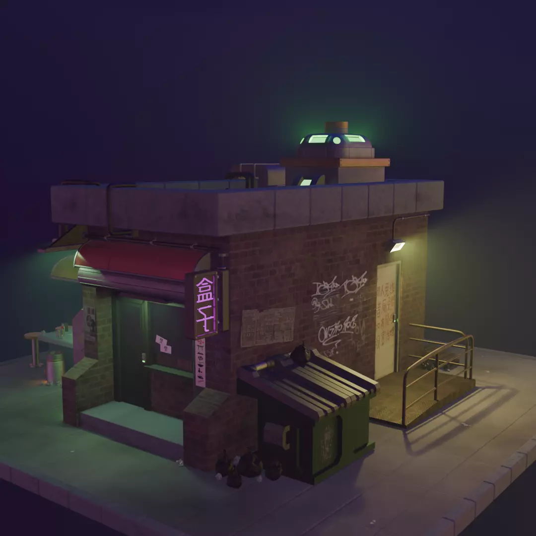 Bar Cyberpunk Low-poly 3D model_2