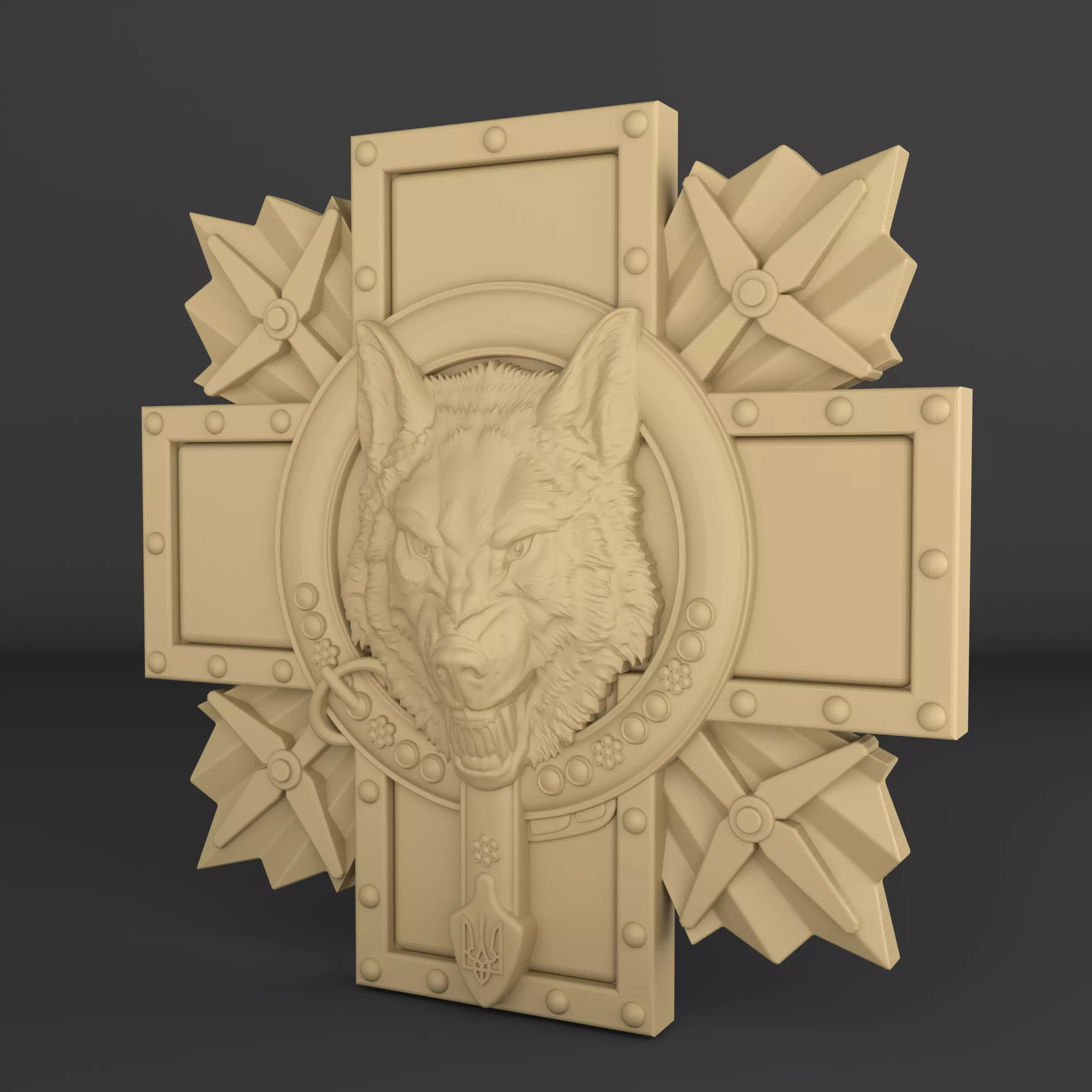 Emblem of Ukraine Wolf 3D print model 3D print model_3