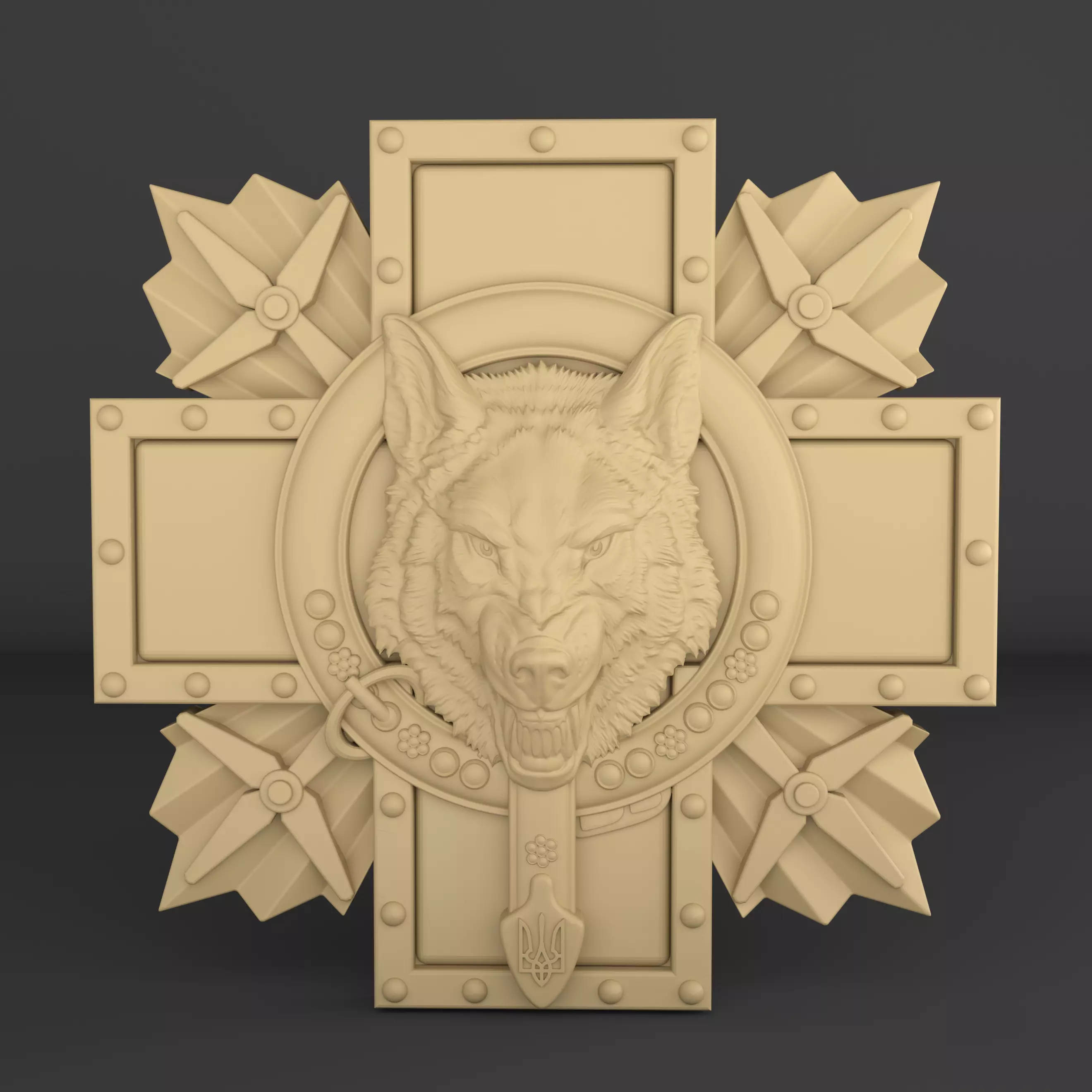 Emblem of Ukraine Wolf 3D print model 3D print model_0