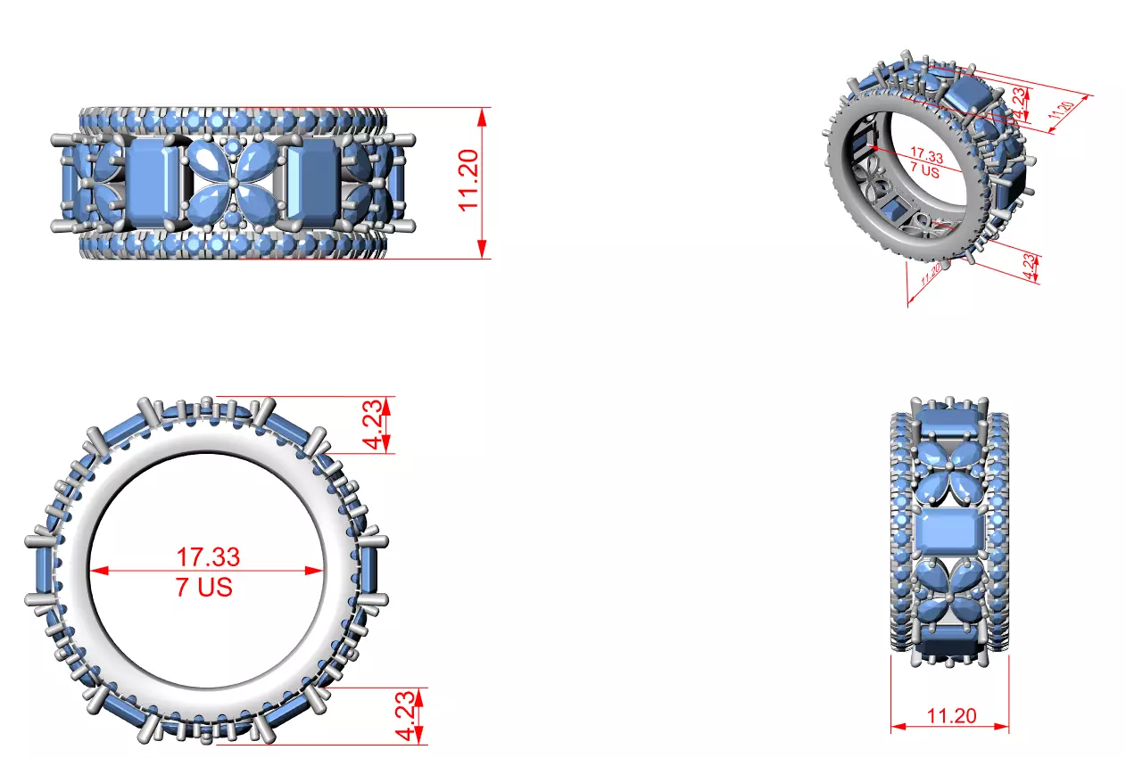 Solitaire Band Ring 3dm stl renders animation videos details  3D print model_4