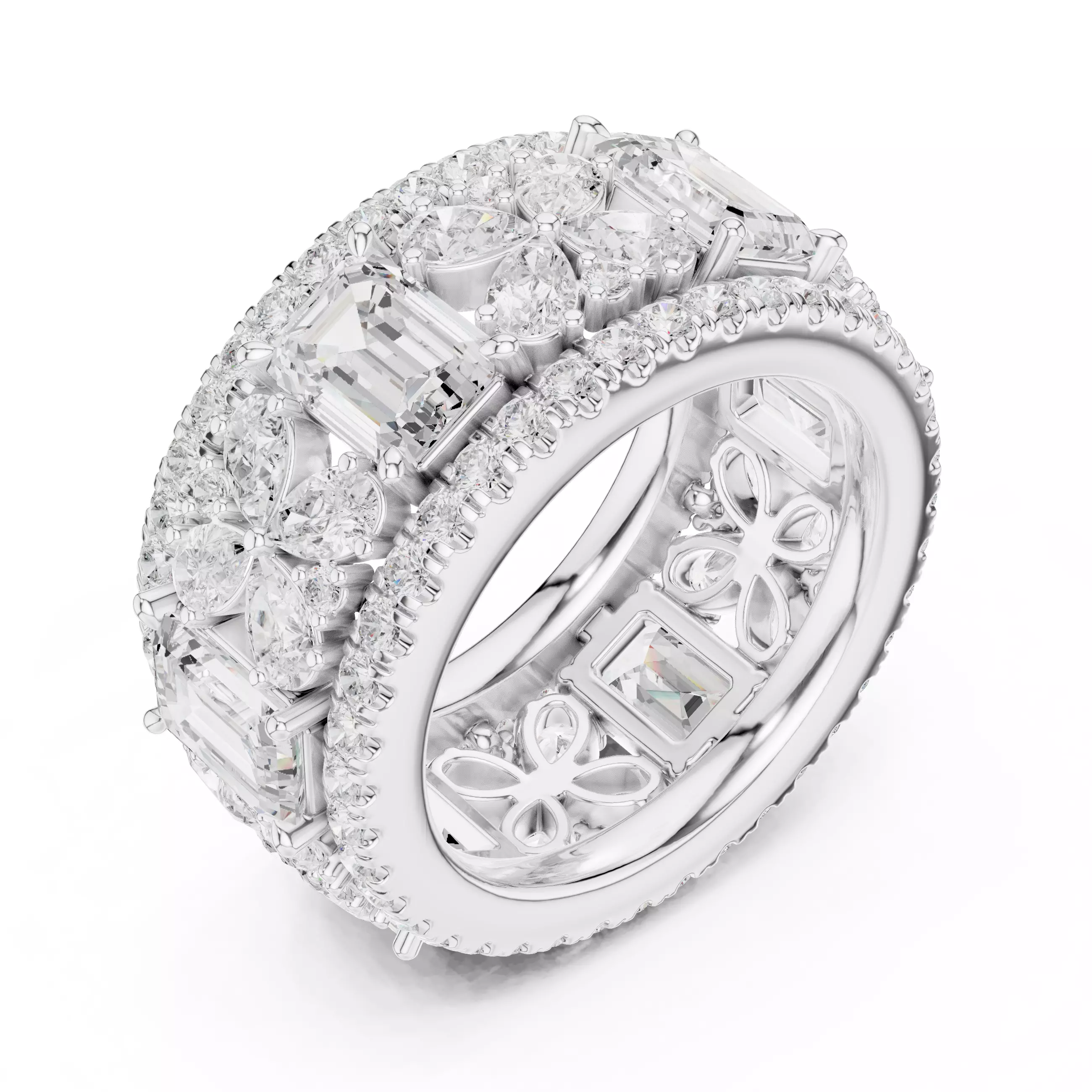 Solitaire Band Ring 3dm stl renders animation videos details  3D print model_10