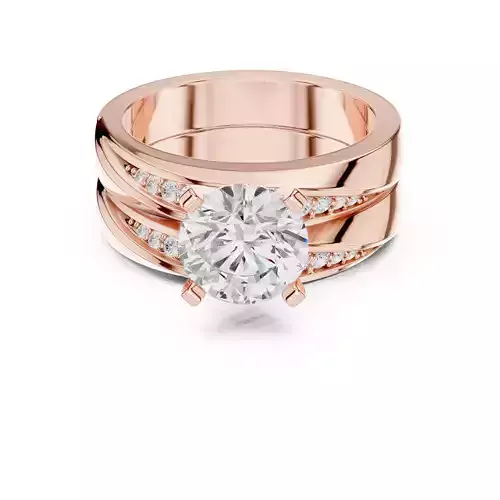 Solitaire Ring with Wedding Band 3dm stl renders animation