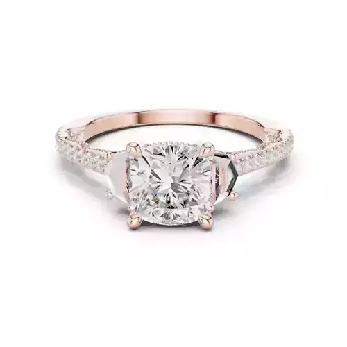 Cushion Cadillac Solitaire Ring 3dm stl renders animation video 3D print model