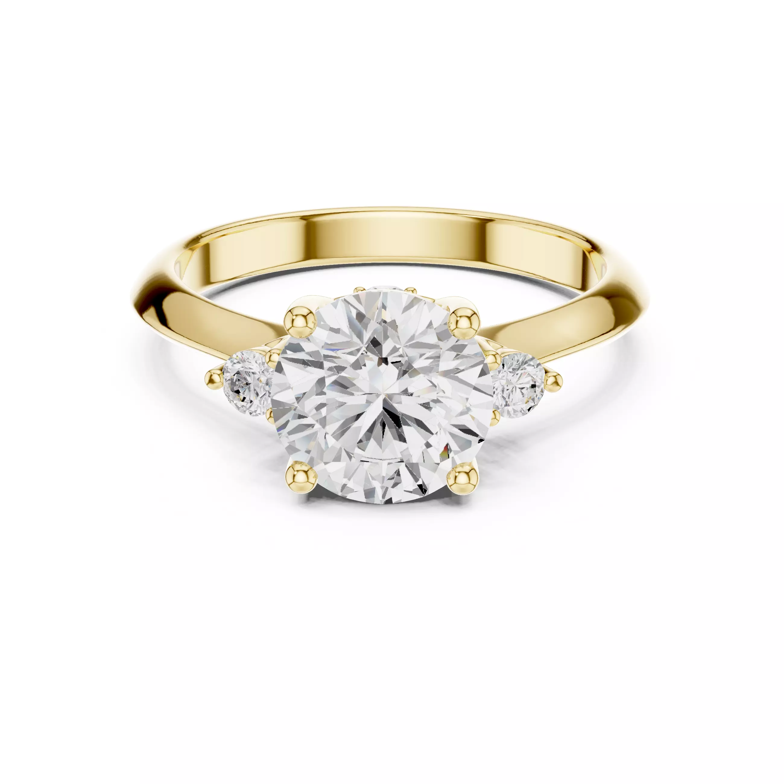 Trio Round Solitaire Ring 3dm stl renders animation videos 3D print model_16