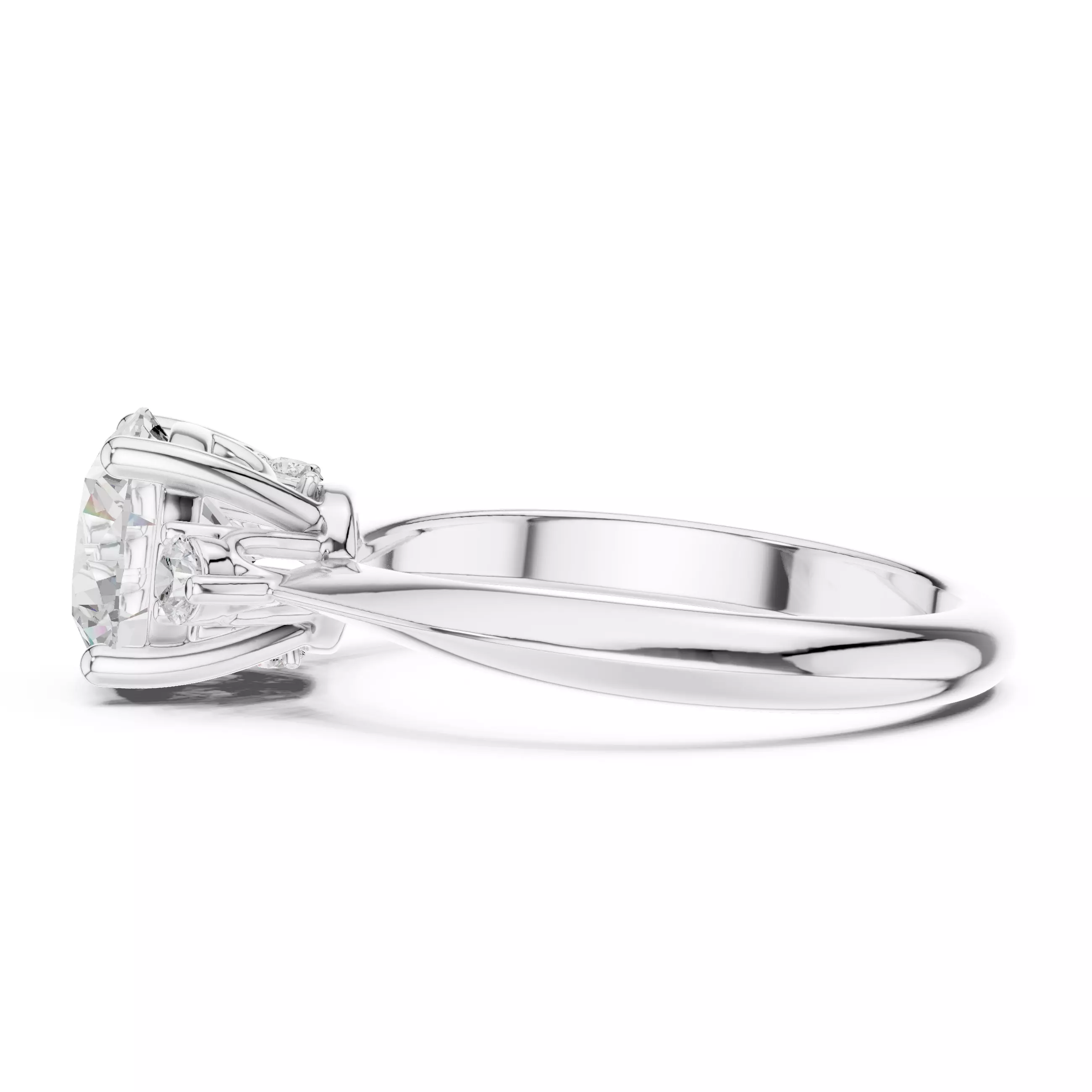 Trio Round Solitaire Ring 3dm stl renders animation videos 3D print model_11