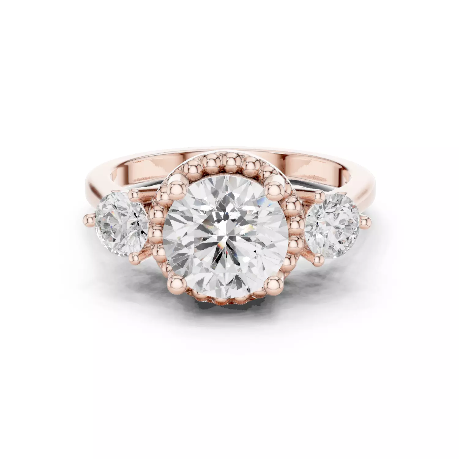 Trio Solitaire Ring 3dm stl renders animation videos details 3D print model
