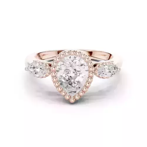 Trio Pear Solitaire Ring 3dm stl renders animation videos detail