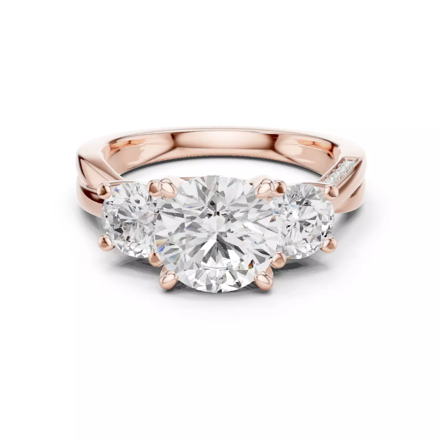 Trio Round Solitaire Ring 3dm stl renders animation videos 3D print model
