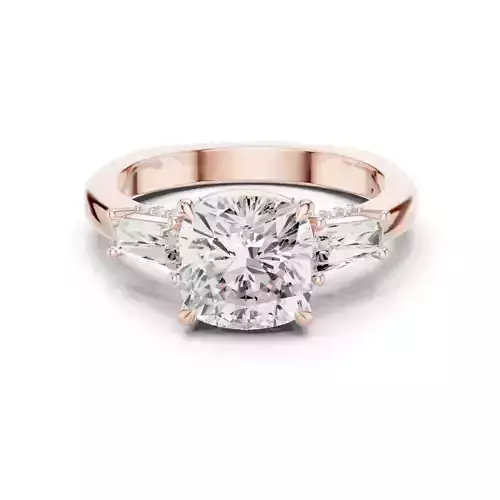 Baguette Cushion Solitaire Ring 3dm stl renders animation videos 3D print model