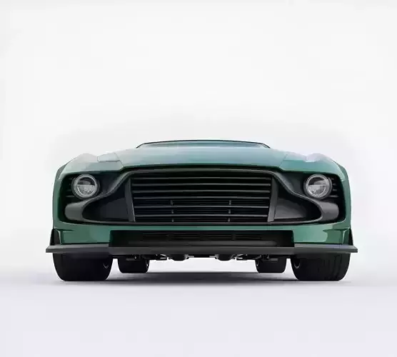 Modern British Racing Green Sports Coupe Low-poly 3D model 6