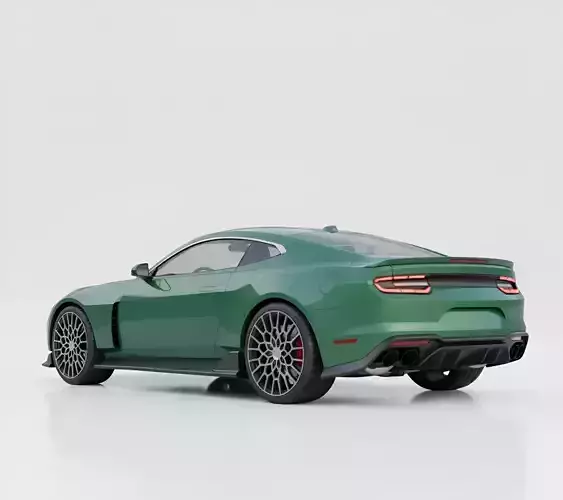 Modern British Racing Green Sports Coupe Low-poly 3D model 4