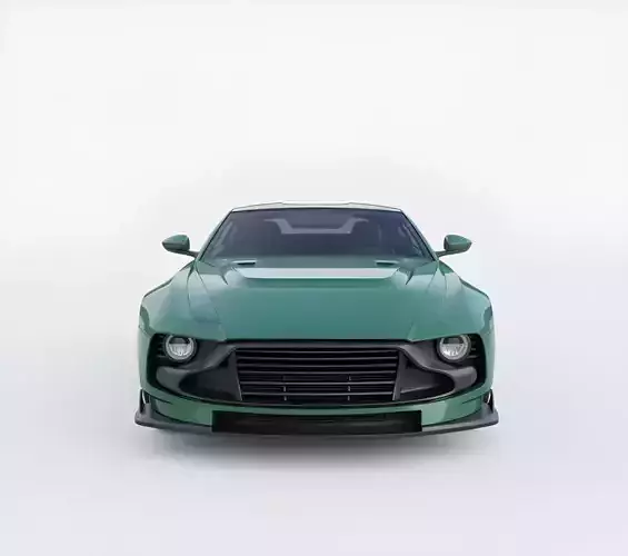Modern British Racing Green Sports Coupe Low-poly 3D model 2