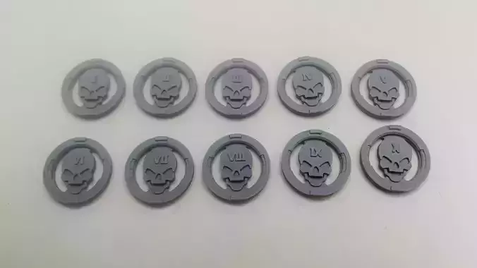 Skull Tokens Pack - Circular - Roman Numerals - Stackable