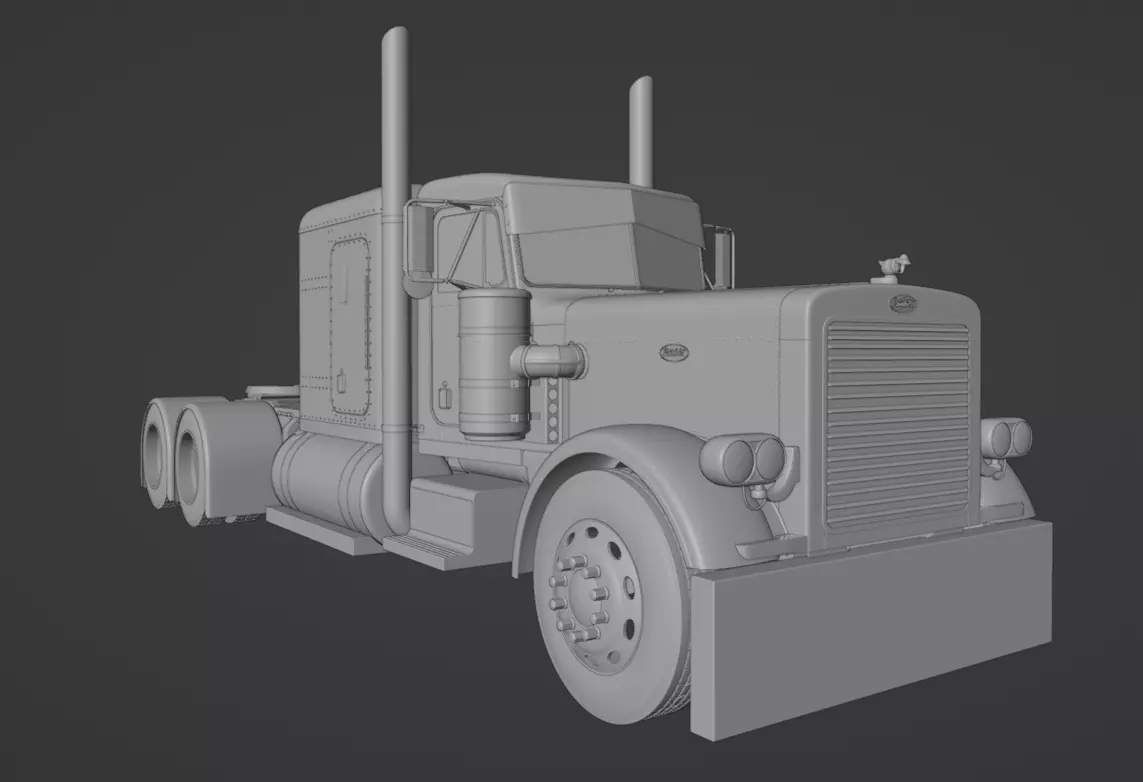 Peterbilt 359 Low-poly 3D model_9