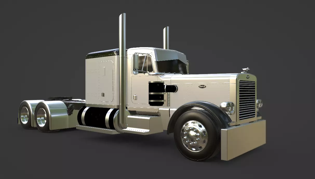 Peterbilt 359 Low-poly 3D model_1