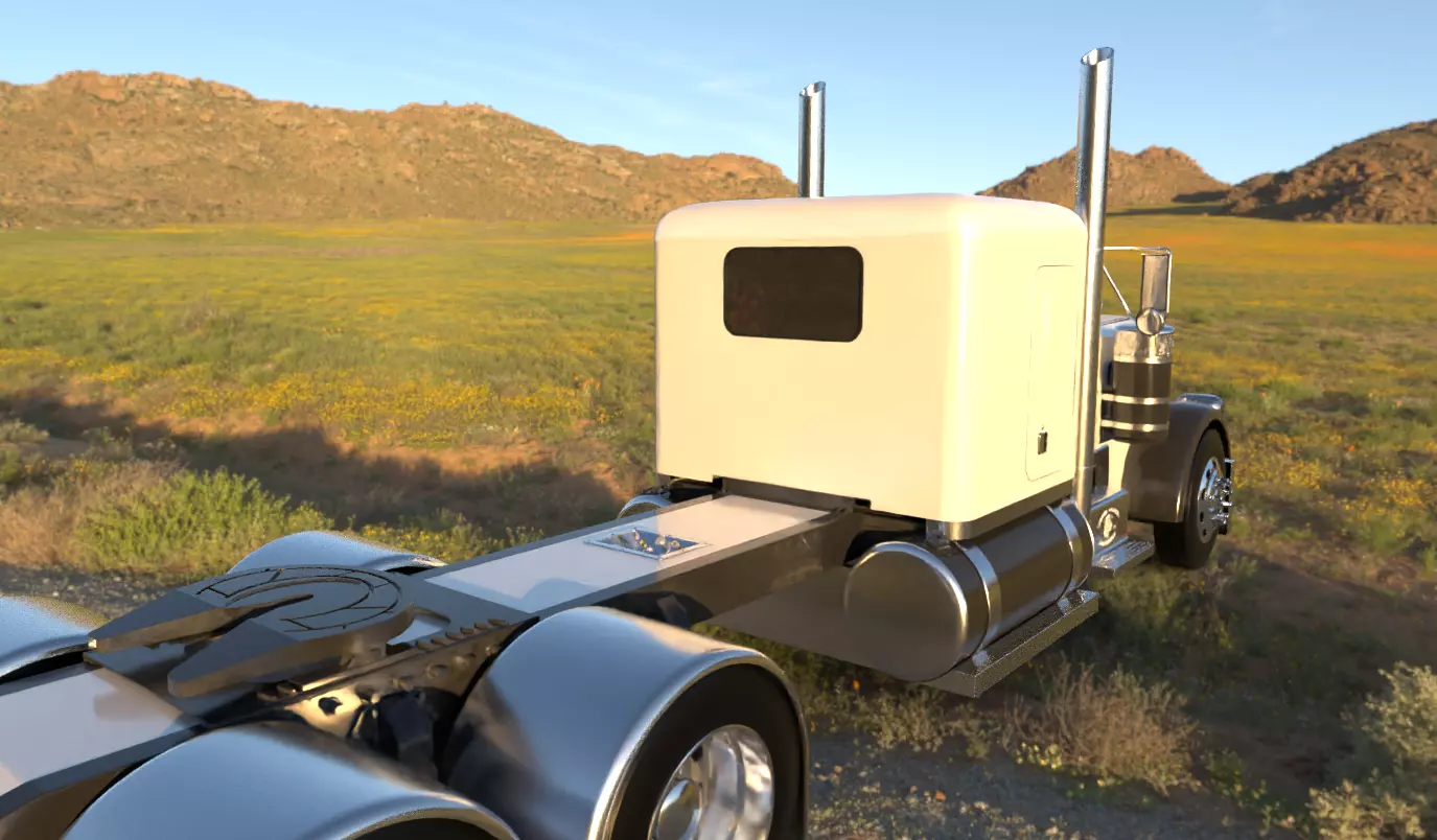 Peterbilt 359 Low-poly 3D model_3