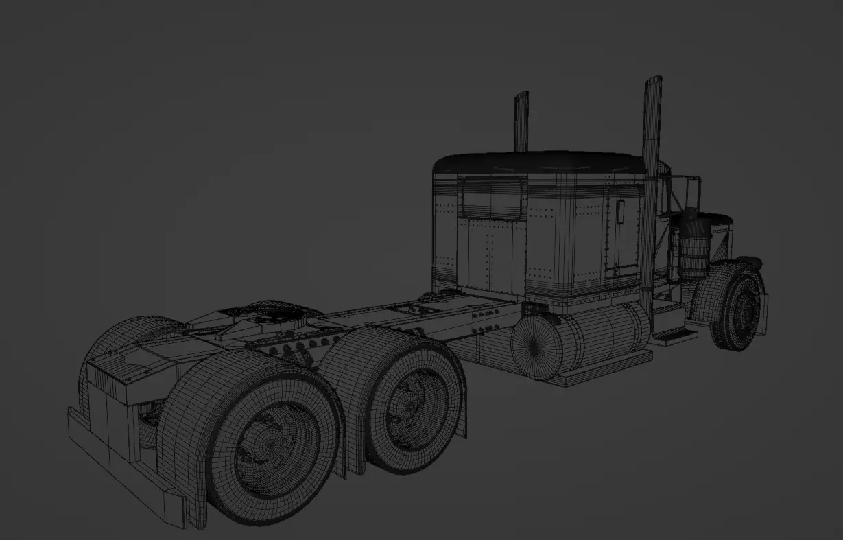Peterbilt 359 Low-poly 3D model_19