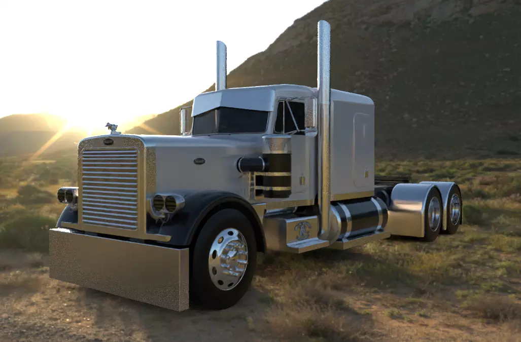 Peterbilt 359 Low-poly 3D model_4