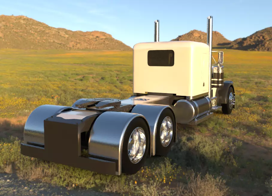 Peterbilt 359 Low-poly 3D model_2