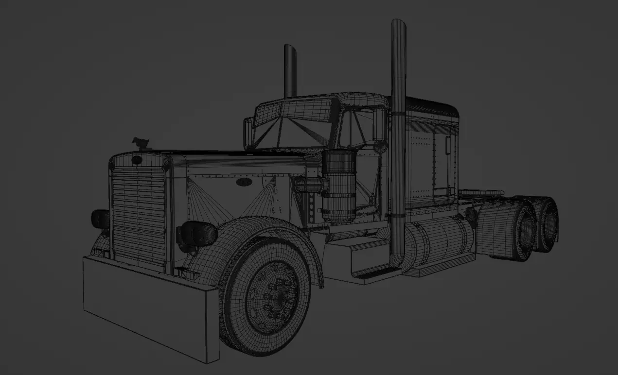 Peterbilt 359 Low-poly 3D model_17