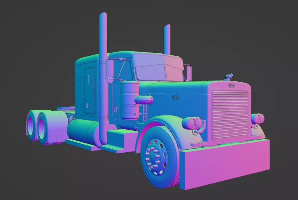 Peterbilt 359 Low-poly 3D model_11