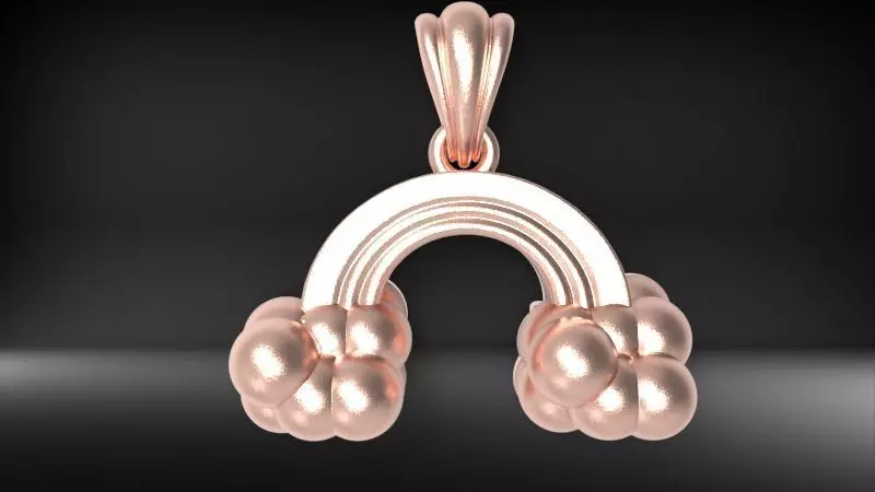 Rainbow Cloud Pendant with Bail 3D print model_4