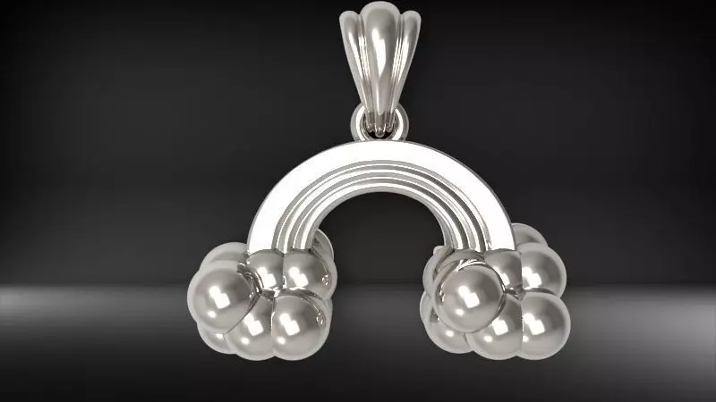 Rainbow Cloud Pendant with Bail 3D print model_11