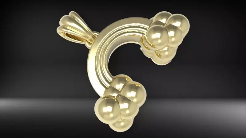 Rainbow Cloud Pendant with Bail 3D print model_2