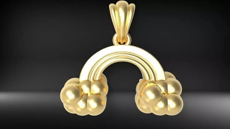 Rainbow Cloud Pendant with Bail 3D print model_0