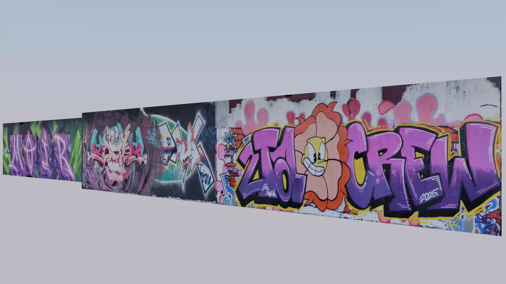 Big graffiti wall IV 3D model_1