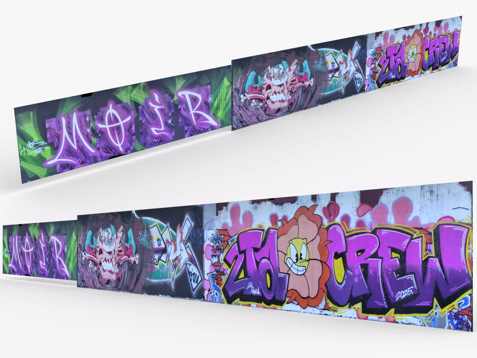Big graffiti wall IV 3D model_0