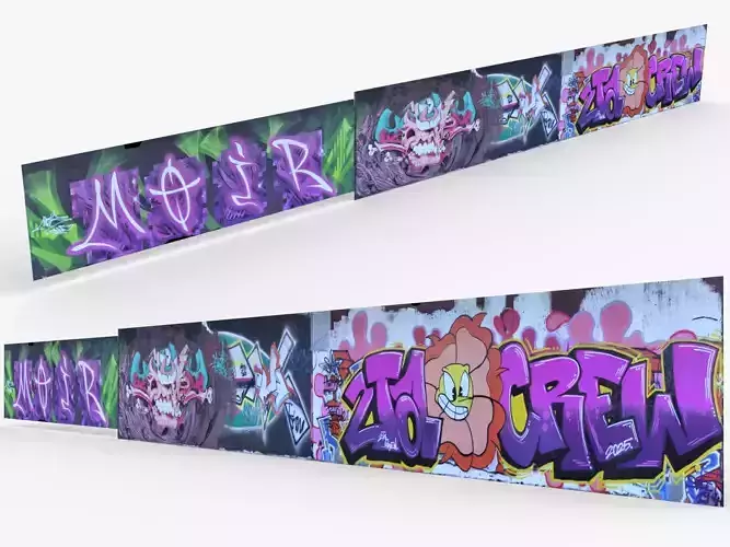 Big graffiti wall IV 3D model