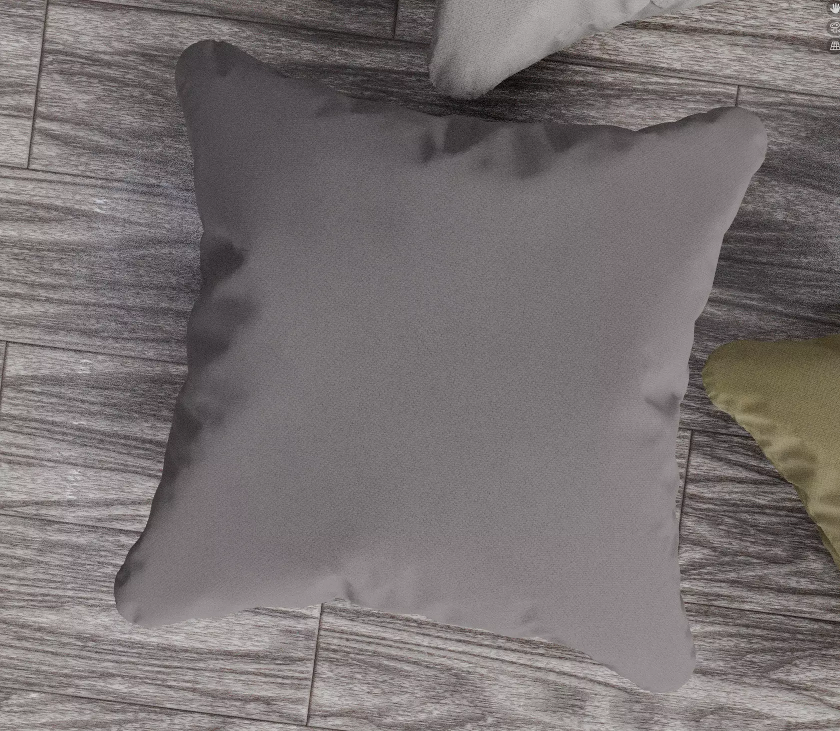 Square Cushion Set 4 Unique Meshes 4 Colors Decorative Pillows Low-poly 3D model_5