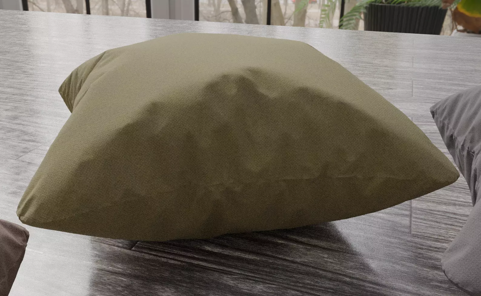 Square Cushion Set 4 Unique Meshes 4 Colors Decorative Pillows Low-poly 3D model_9