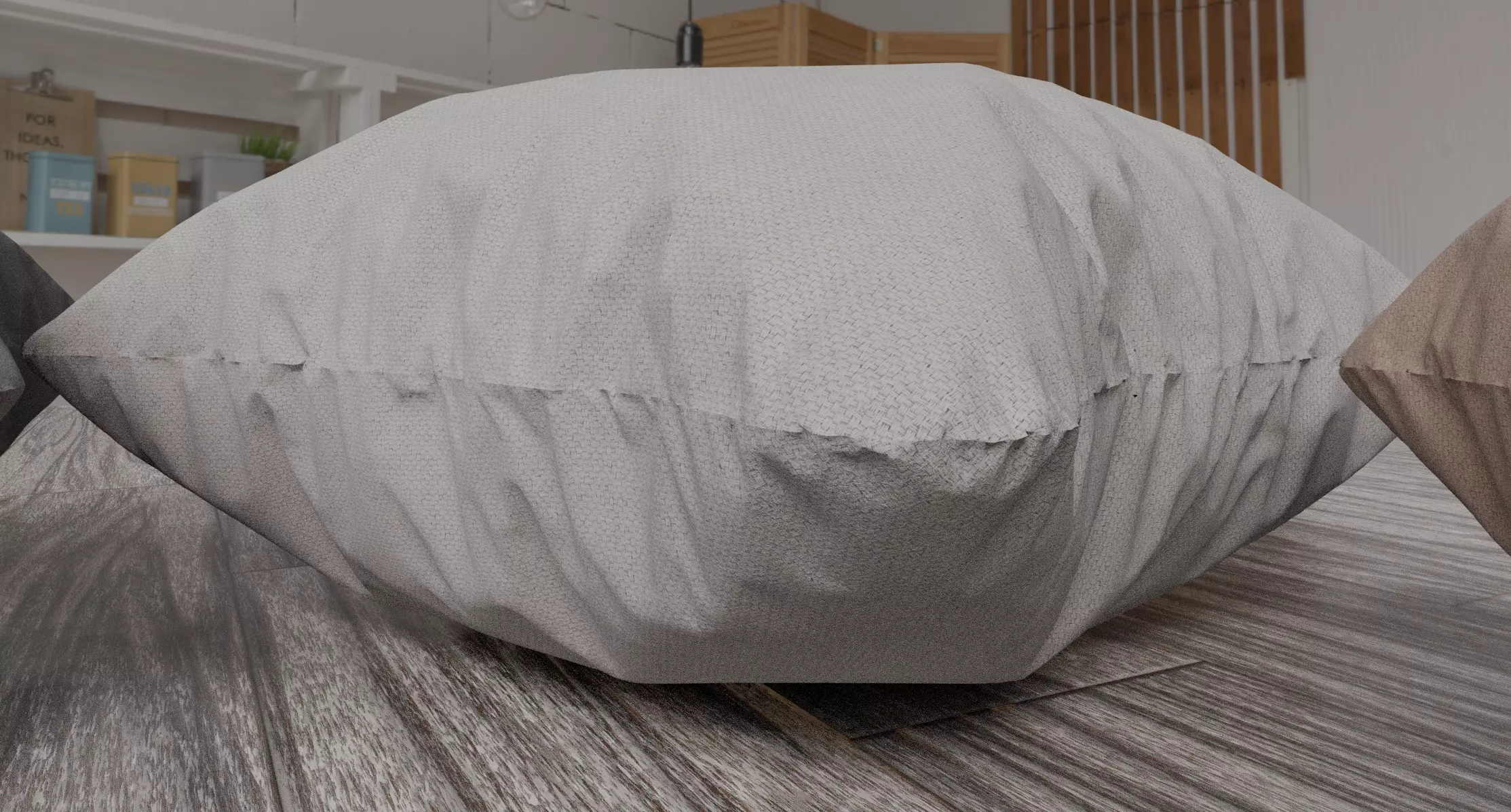 Square Cushion Set 4 Unique Meshes 4 Colors Decorative Pillows Low-poly 3D model_11