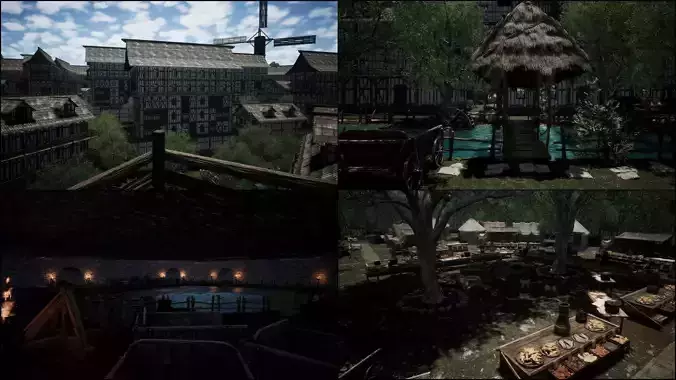 Blackwood River Edge Medieval Town Cave Environment