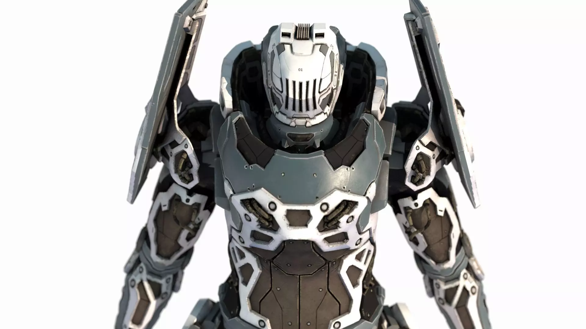 Future Sci-Fi Fighter Armor 3D model_1