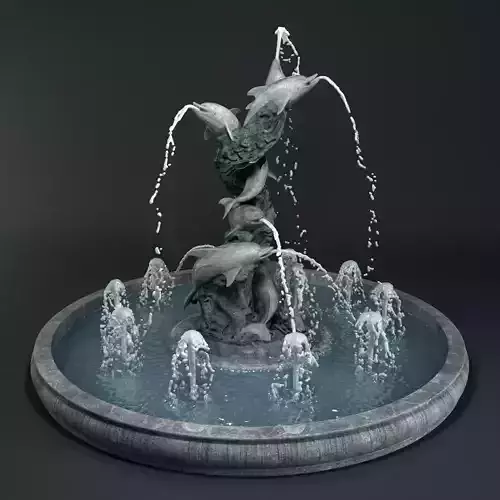 Fountain with dolphins