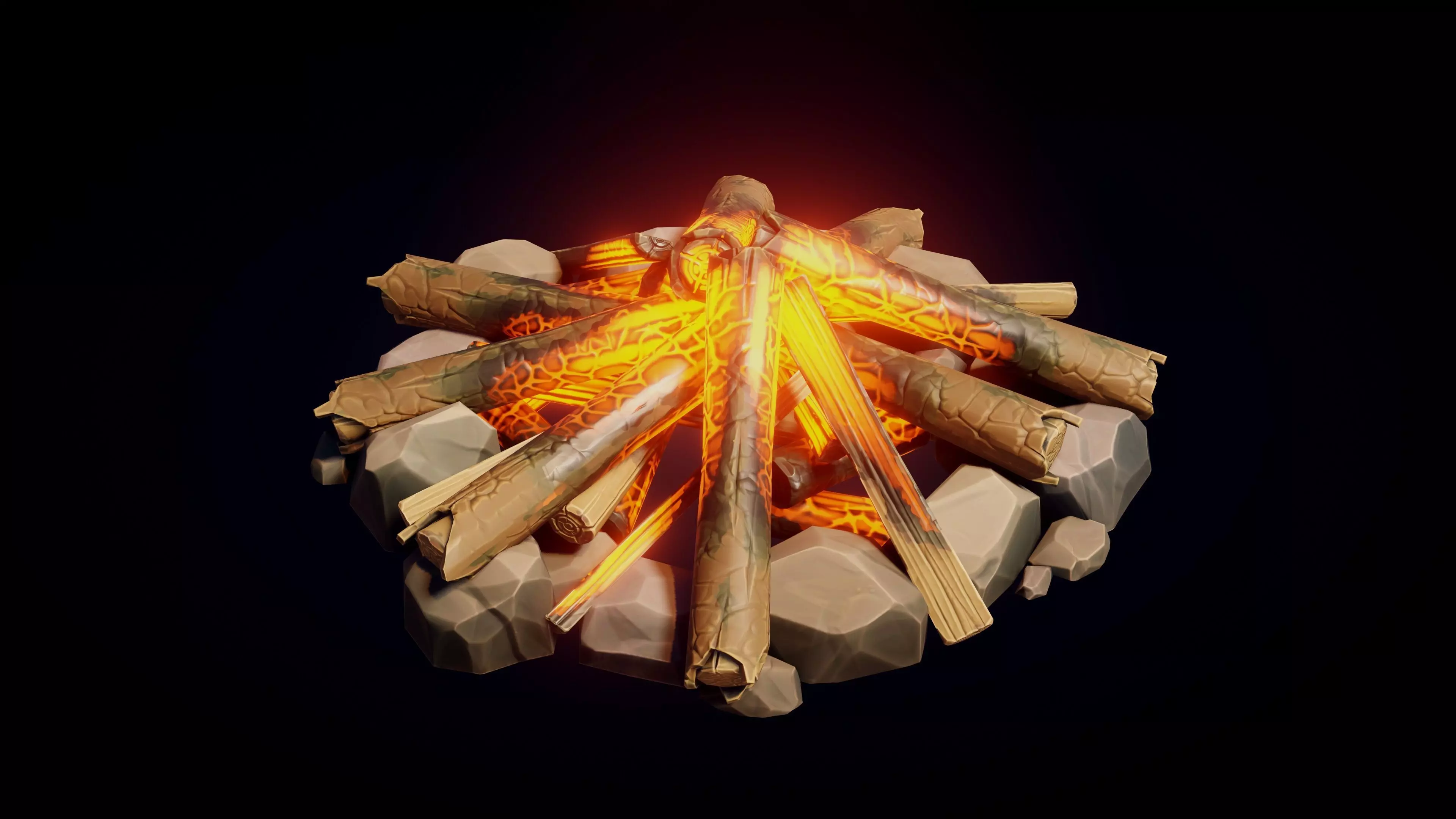 Stylized Campfire - Game Ready 3D Model Low-poly 3D model_4